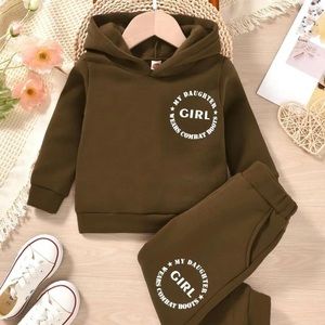 Girls "My Daughter Wears Combat Boots" Sweatsuit, Casual Hoodies